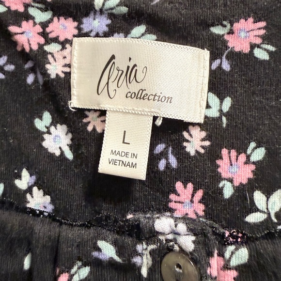 Aria Collection Black Nightgown with Pink and White Floral Design large - Picture 3 of 4